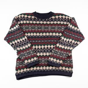 Vintage Abercrombie & Fitch Big Sweater L 100% Wool Multi-Color Knit Pullover